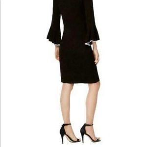 Calvin Klein Women's Cascading Bell Sleeve Sweater Dress with Contrast Piping